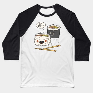 Funny Cute Sushi Cartoon // Kawaii Sushi Illustration Baseball T-Shirt